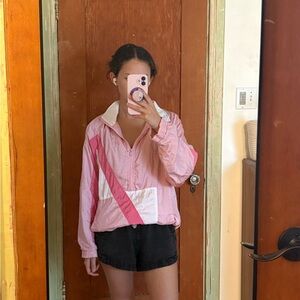 Lavon Vintage Pink and White Windbreaker Size S